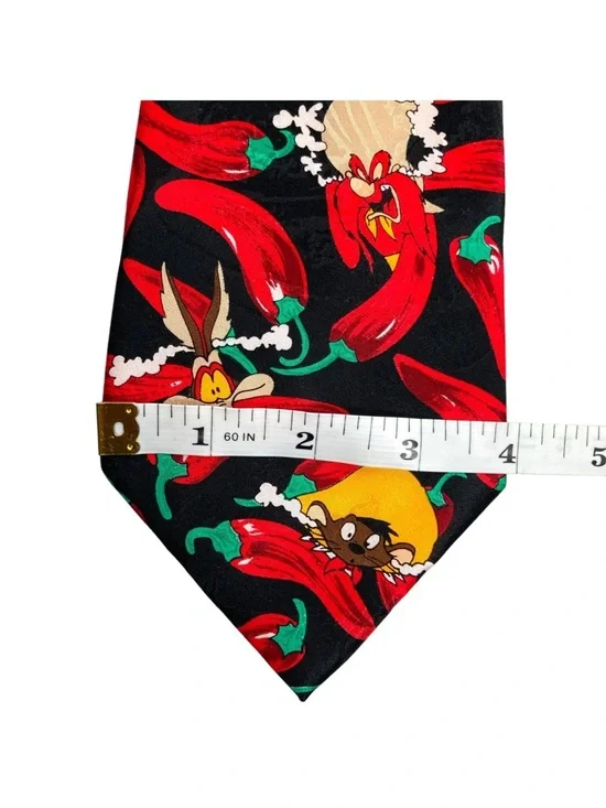 Looney Tunes Men Necktie Tie Hot Chili Pepper 1994 Cartoon Bugs Taz - Picture 8 of 10